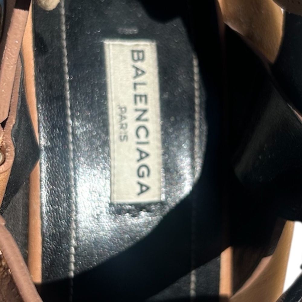 Balenciaga Leather Studded Gladiator Wedge Sandals Women's Size 41Brown Leather - Picture 9 of 11
